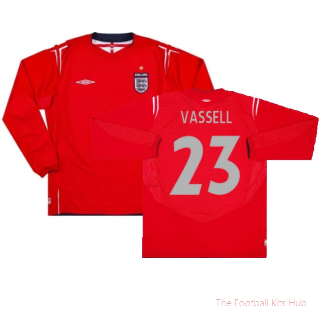 England 2004-06 Away L/S Shirt (XXL) (Excellent) (Vassell 23)-unisoccer store